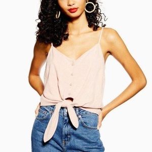 Topshop Womens Blush Pink Sleeveless Tank Top viscose linen blend size US 6